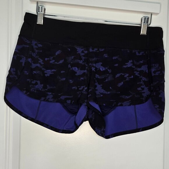 Lululemon Speed Short 2.5" - 6 Mini Hounds Camo Emperor Blue Black / Black - Picture 3 of 6